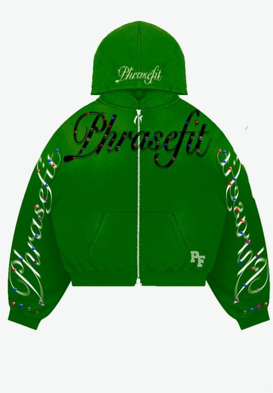 Green PF rhinestone collection hoodie(1 of 1 drop)