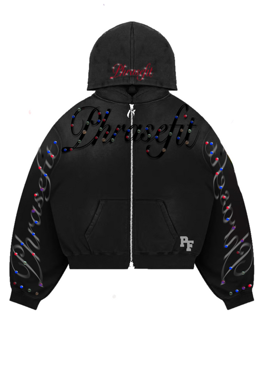 Black PF rhinestone collection hoodie (1 of 1 drop)