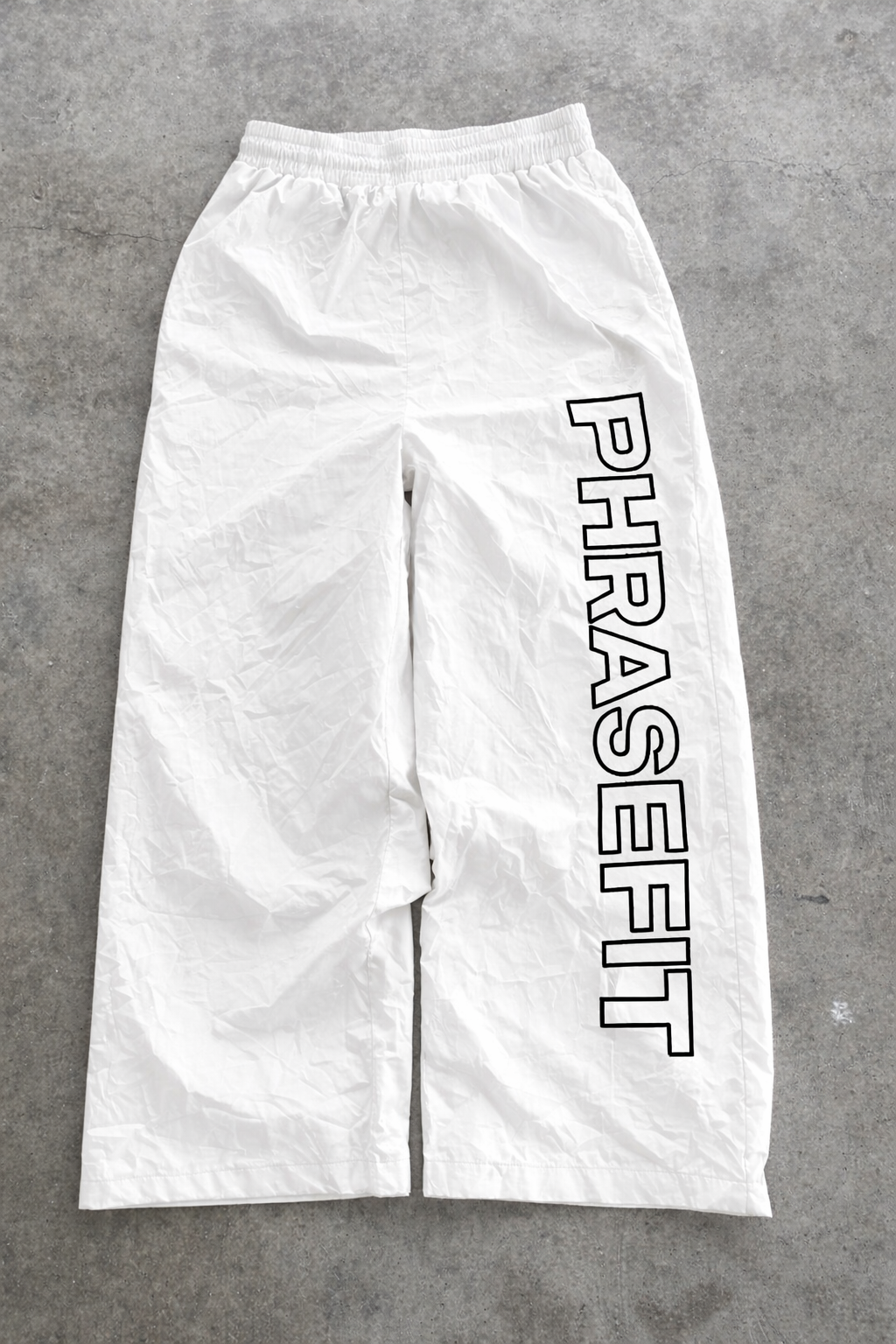 White phrasefit track pants